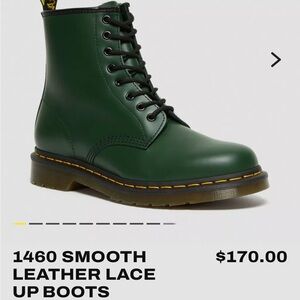 Dr. Martens Green 1460 Smooth Leather Lace Up Boots